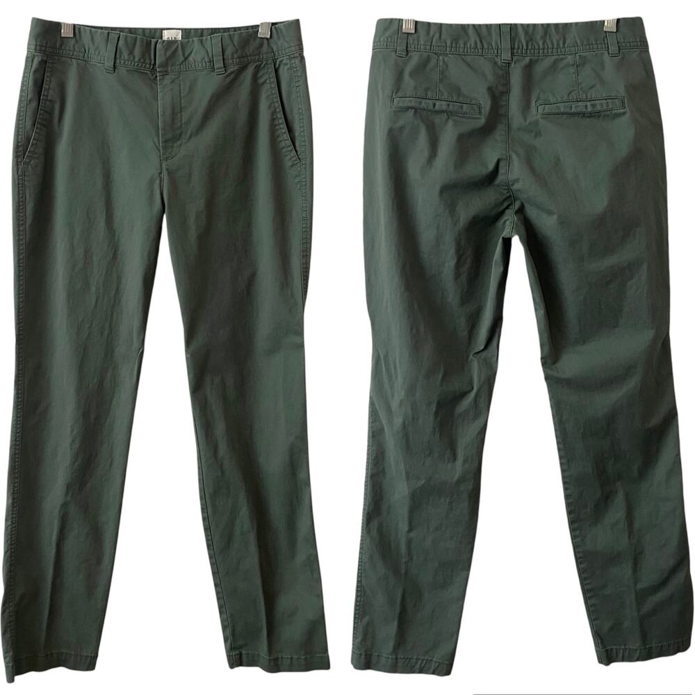 GAP Straight Leg Khaki Pants Olive Green Size 4 Stretch Business Casual